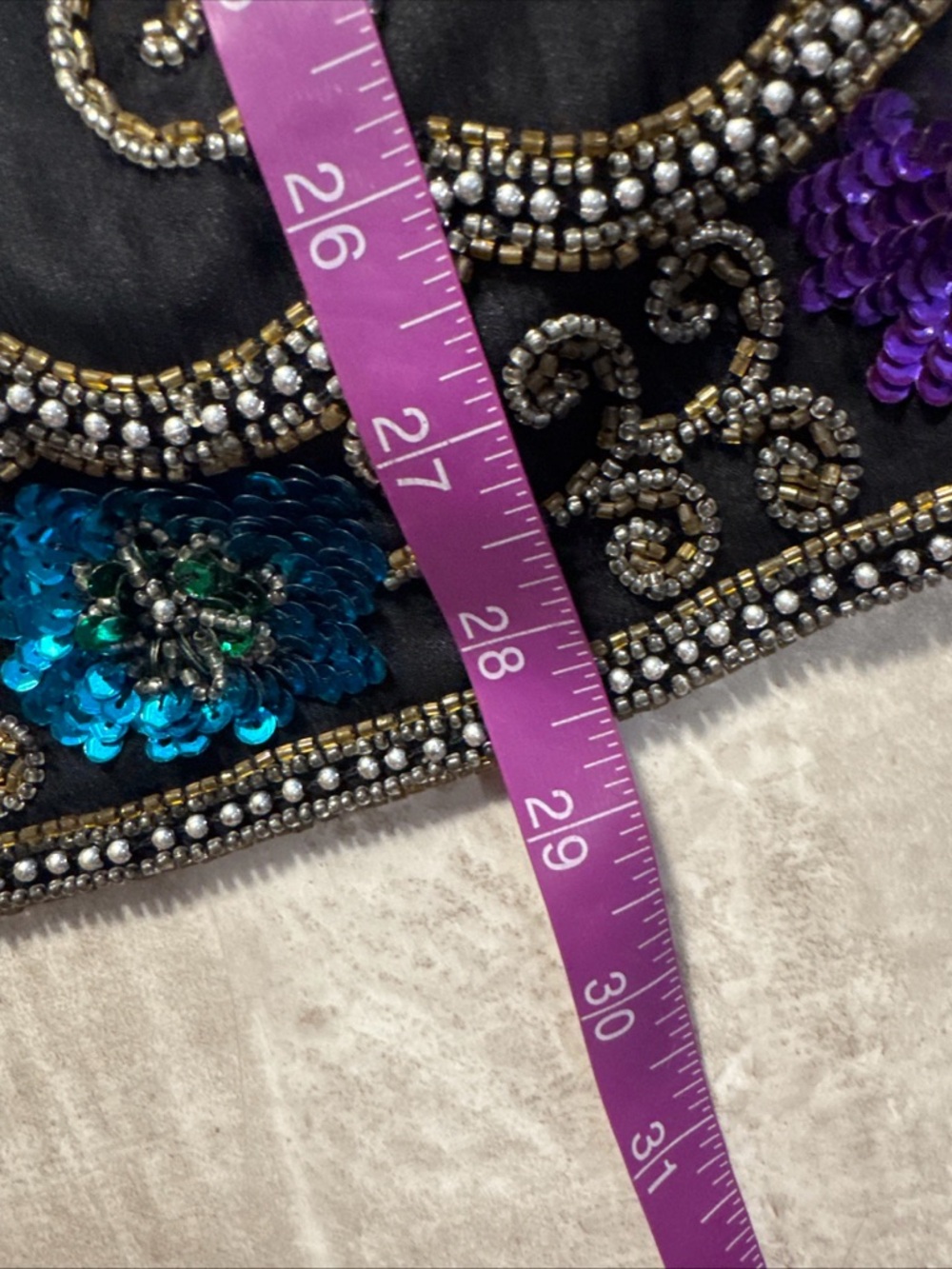 Vintage jean for Joseph LeBon Embellished silk Black Sequin Floral Jacket Sz L - Picture 7 of 8